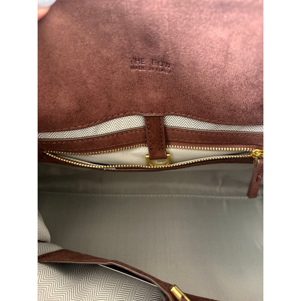 The Row Margaux Burgundy Suede Top Handle Bag - Picture 13 of 15